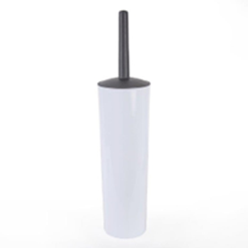 Toilet Brush Set (Closed) - White Cylinder - Grey Brush - Robert Scott