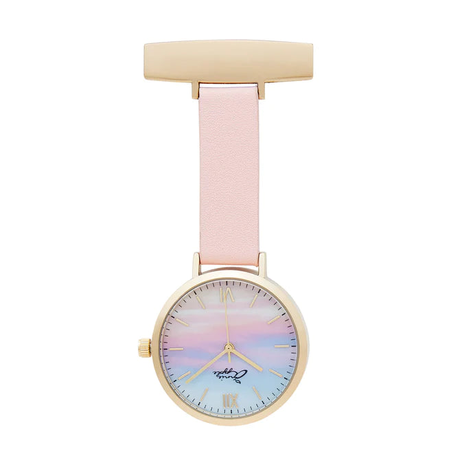 Annie Apple Nurses Fob Watch - Meraki - Sunset Gold - Pink Leather- 35mm - Annie Apple