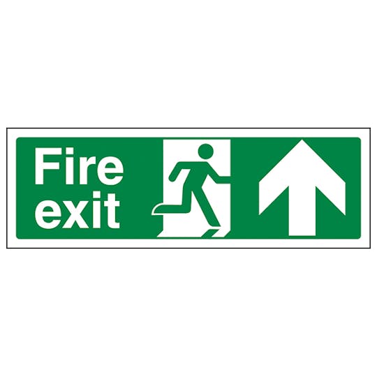 Fire Exit Sign - Man Running with Arrow Up - Vinyl