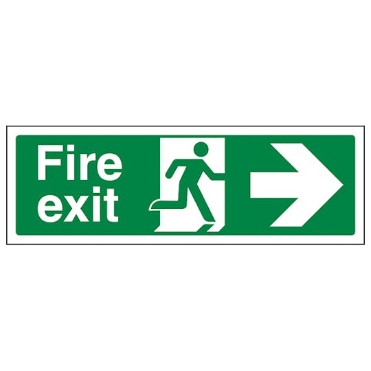 Fire Exit Sign - Man Running with Arrow Right - Vinyl - Safety First Aid