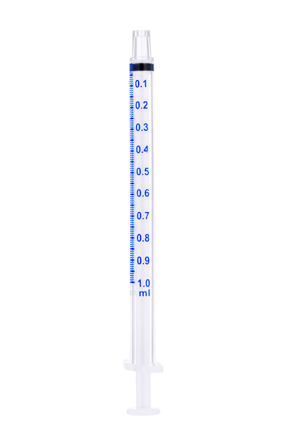 1ml SOL-M™ Oral Syringe w/ Tip Cap, Clear Barrel, White Plunger - Box 100 - 