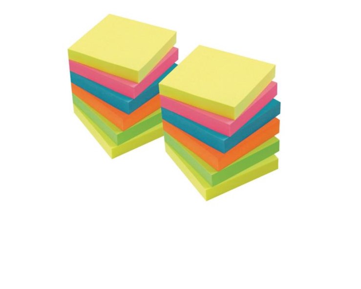 Adhesive Notes 50 X 40 mm 4 Assorted Brilliant Coloured - Pack Of 12 - Lyreco