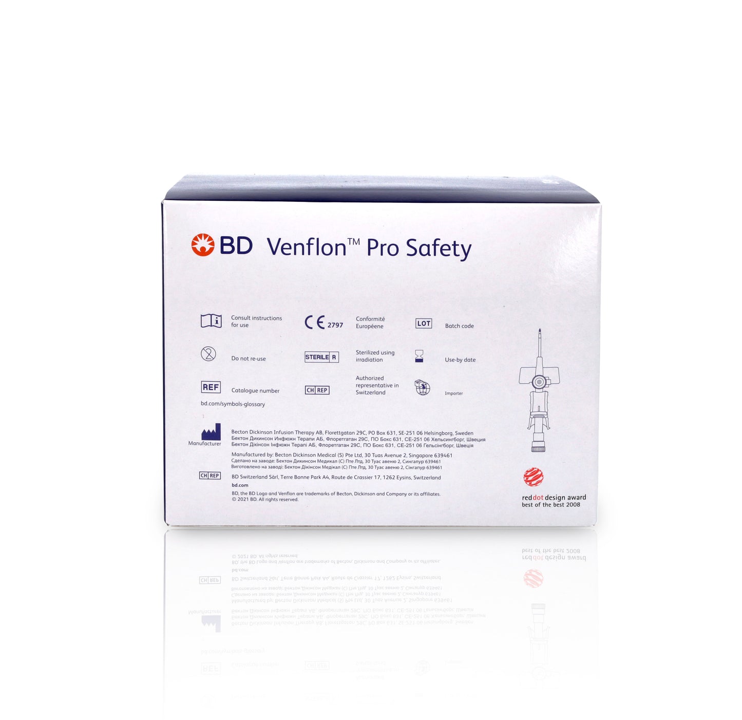 BD Venflon Pro Safety™  14g x 45mm, Orange - Box of 50 - Becton Dickinson