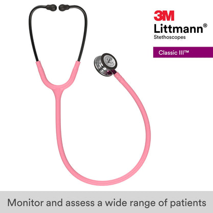 Littmann Classic III Monitoring Stethoscope: Mirror & Pearl Pink - Pink Stem 5962 - Freshers Voucher - Littmann Stethoscopes