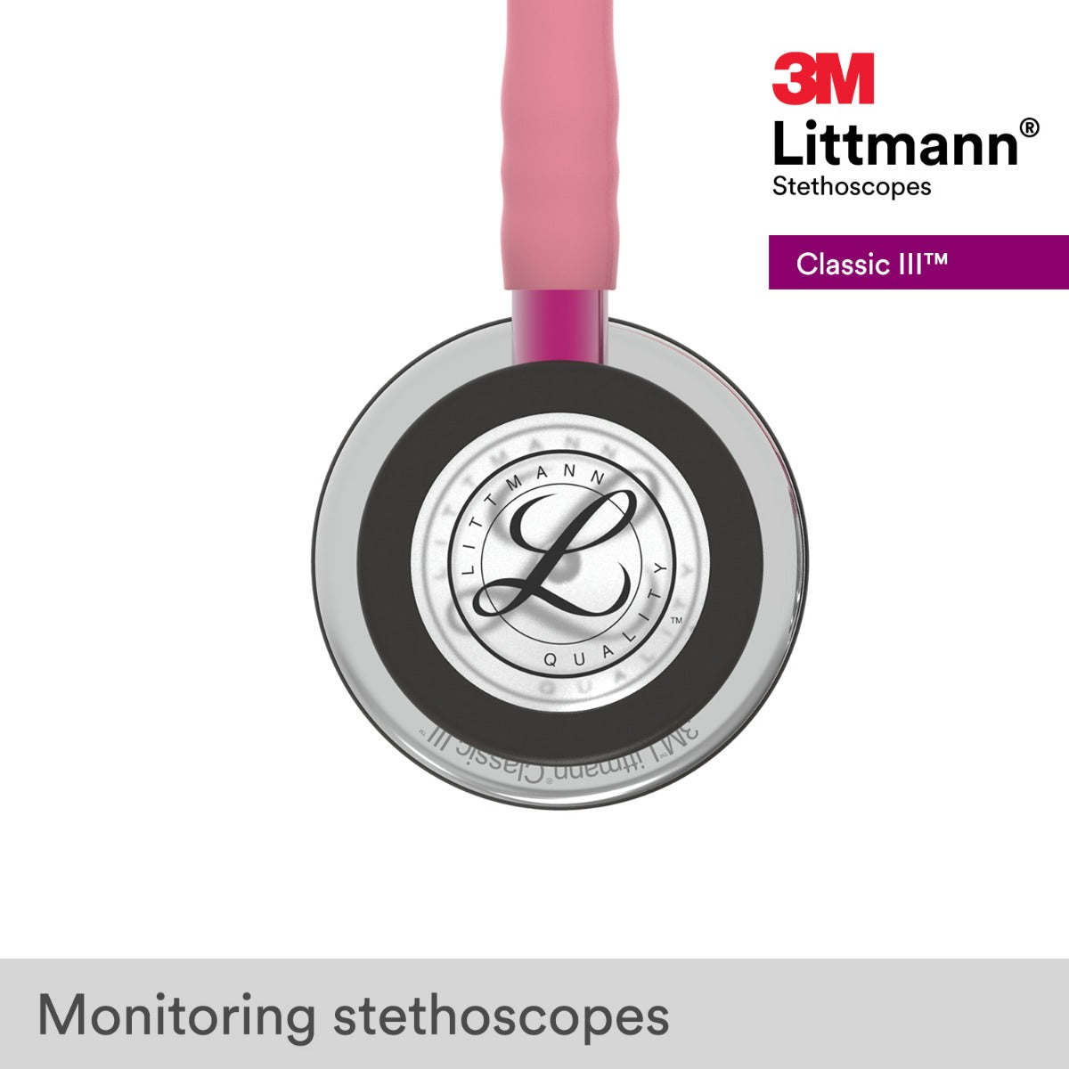 Littmann Classic III Monitoring Stethoscope: Mirror & Pearl Pink - Pink Stem 5962 - Freshers Voucher - Littmann Stethoscopes