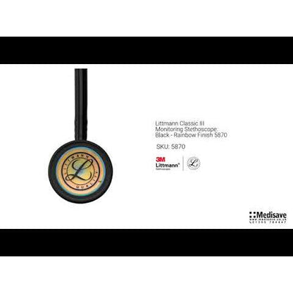 Littmann Classic III Monitoring Stethoscope: Black - Rainbow Finish 5870 - Freshers Voucher - Littmann Stethoscopes