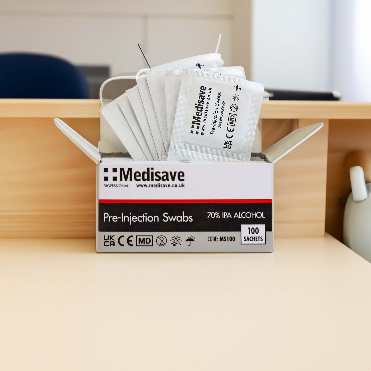 Medisave Professional 70% Alcohol IPA Pre-Injection Swabs x 100 - 