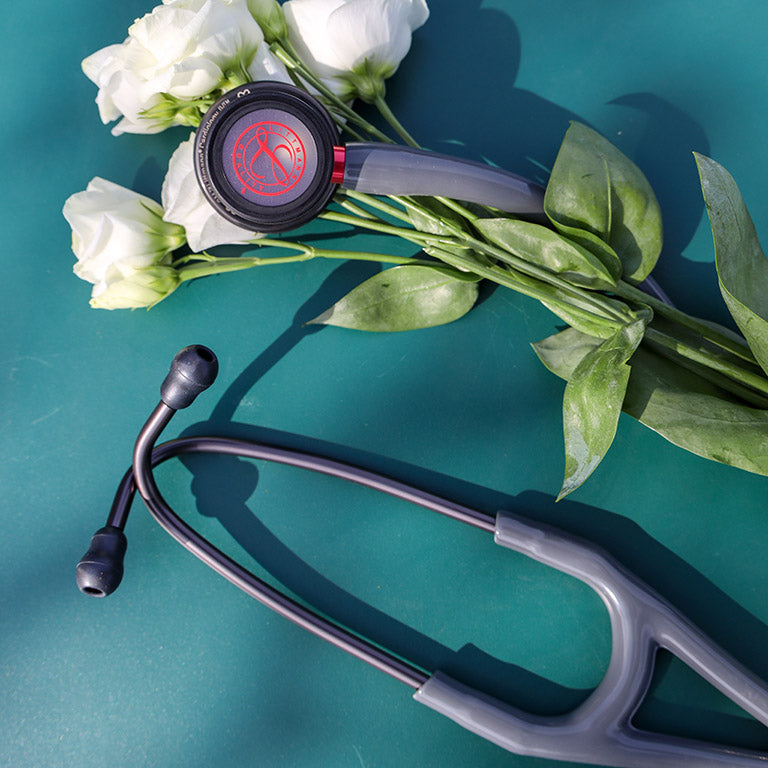 Littmann Cardiology IV Diagnostic Stethoscope: Grey & Smoke - Red Stem - Limited Edition 6183 - Littmann Stethoscopes