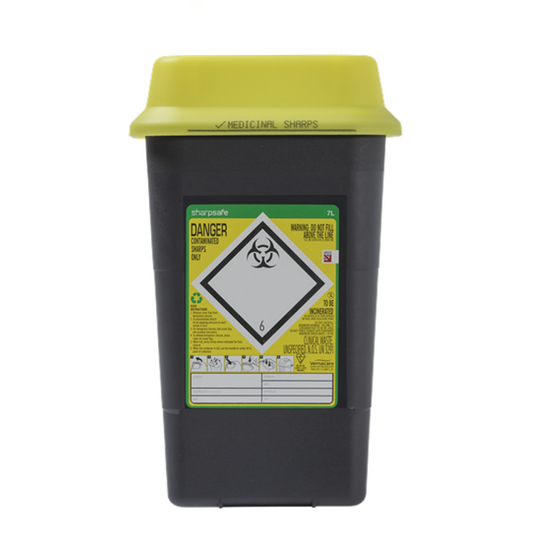 Sharpsafe® 7L Wide Recycled UK Yellow Lid - 