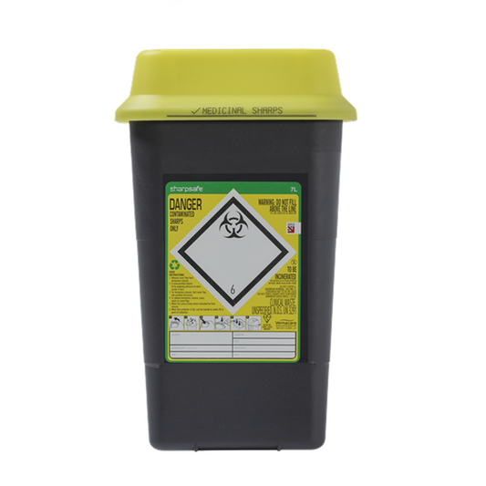 Sharpsafe® 7L Wide Recycled UK Yellow Lid - 