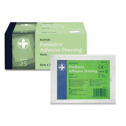 Relipore Paediatric Adhesive Dressing Pads Sterile 6cm x 7cm Box of 25 - Reliance