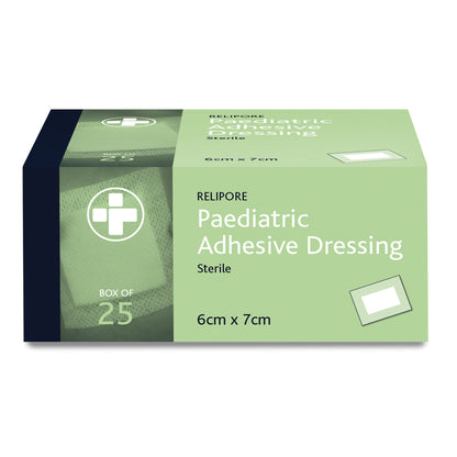 Relipore Paediatric Adhesive Dressing Pads Sterile 6cm x 7cm Box of 25 - Reliance