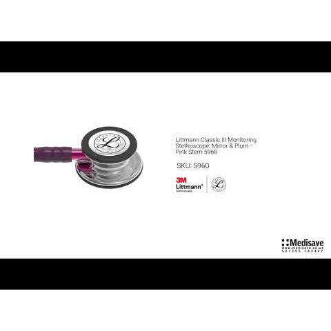 Littmann Classic III Monitoring Stethoscope: Mirror & Plum - Pink Stem 5960 - Freshers Voucher - Littmann Stethoscopes