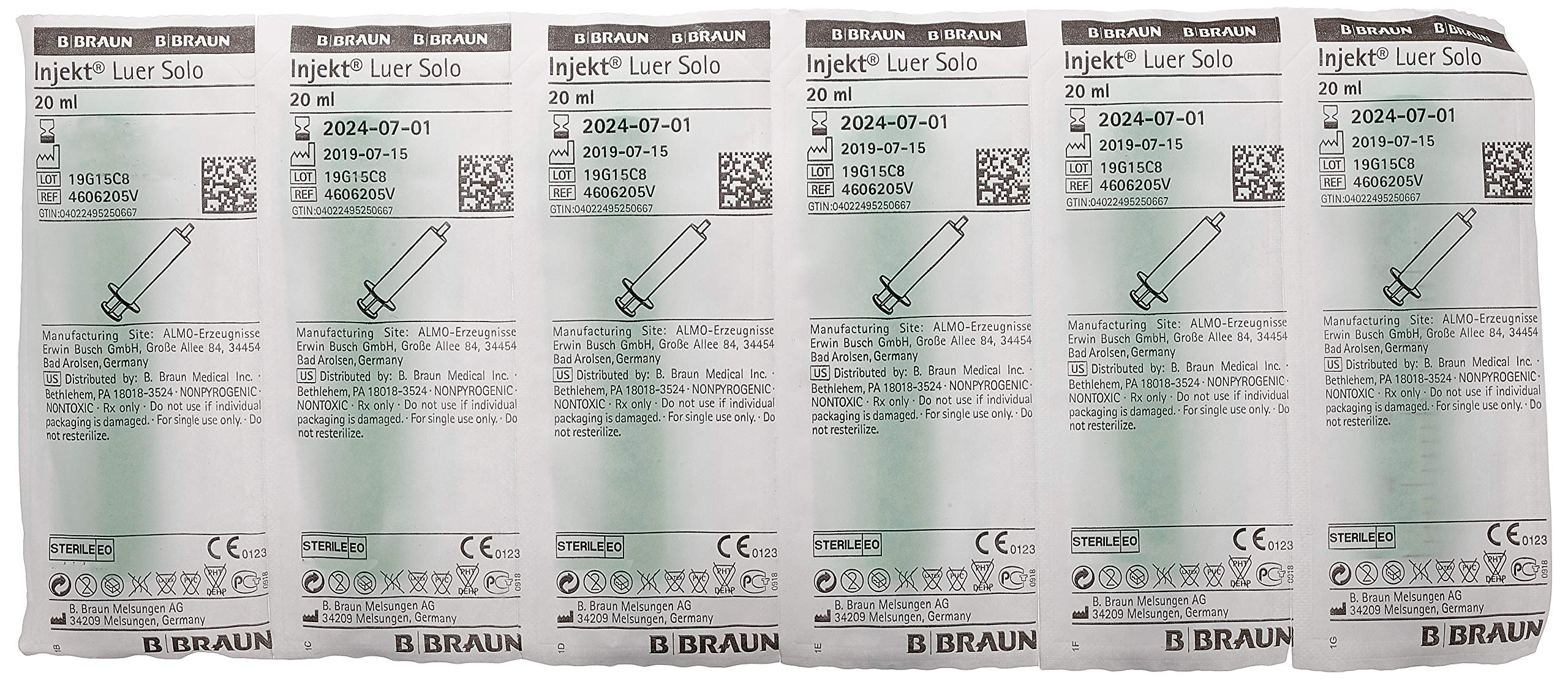 B. Braun Injekt Syringes 20 Ml - Luer Slip - 2-Piece, Sterile (Box Of ...