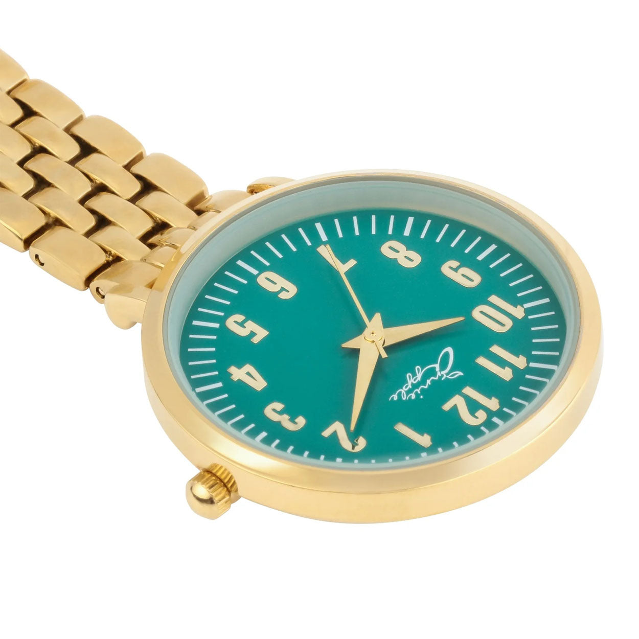 Annie Apple Nurses Fob Watch - Aurora - Green/Gold - Link - 35mm - Annie Apple