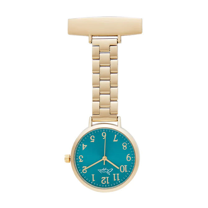 Annie Apple Nurses Fob Watch - Meraki - Teal/Gold - Link - 35mm - Annie Apple