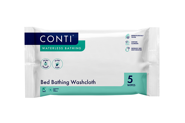 Conti® Maceratable Bed Bathing Washcloth - Lightly Fragranced - 5 Cloths - Vernacare