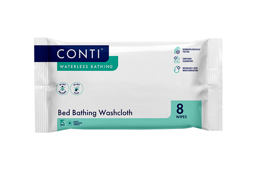 Conti® Maceratable Bed Bathing Washcloth - Lightly Fragranced - 8 Cloths - Vernacare