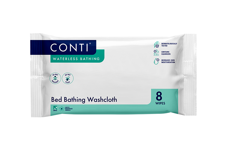 Conti® Bed Bathing Washcloth - Fragrance Free - 8 Cloths - Vernacare