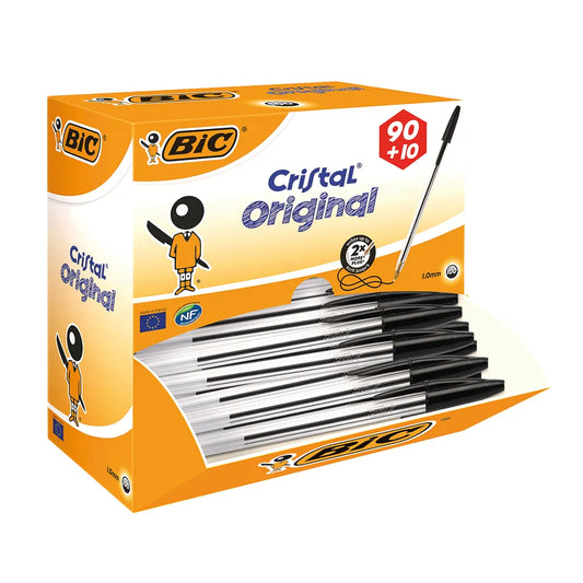 Bic Cristal Ballpoint Pen - Black - Pack of 100 - Vow