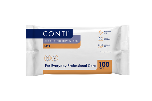 Conti® Lite Cleansing Dry Wipes - Large - Pack of 100 Wipes - Vernacare