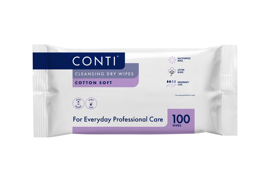 Conti® So Soft Cleansing Dry Wipe - Large - 100x Wipes - Vernacare