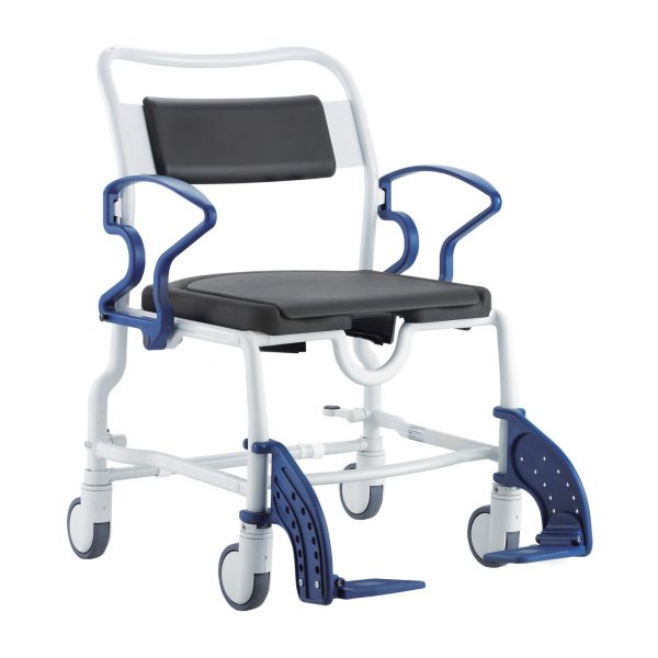 Wide Mobile Shower/Commode Chair (200kg) - Fixed Height - Blue - Medi-Plinth