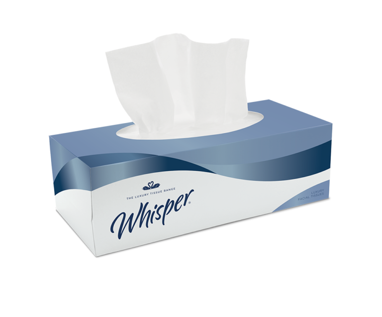 Whisper White Facial Tissues - 2ply - 100 sheets - Case of 36 - Northwood