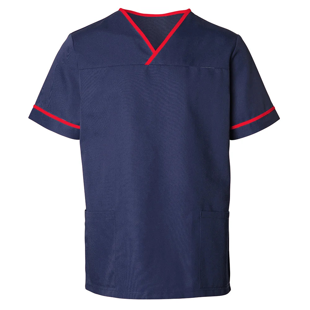 HP20 Unisex Contrast Trim Scrub Top- Navy/Red- Size XXL - Alexandra