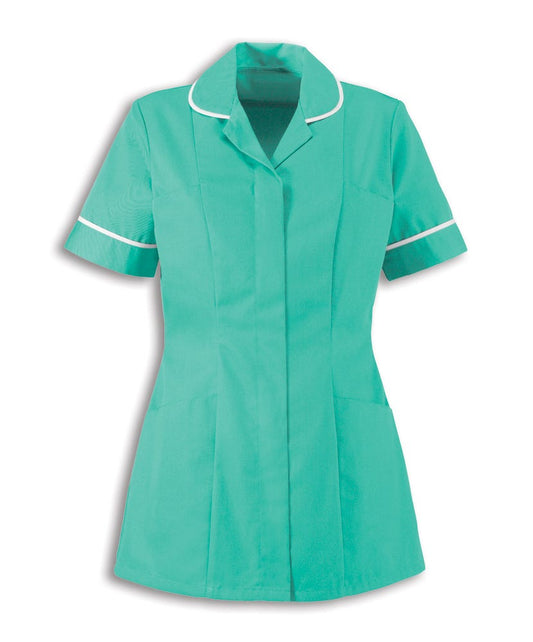 Traditional Nurses Tunic with Contemporary Cut - Aqua Marine & White Trim - Alexandra