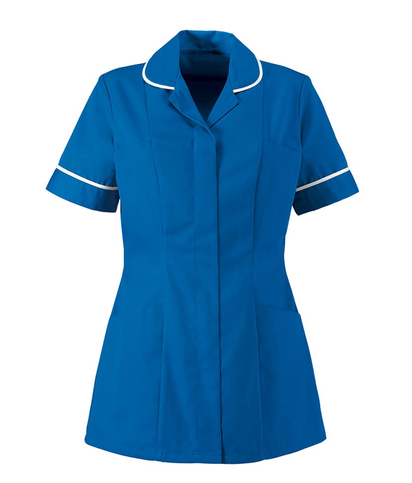 Traditional Nurses Tunic with Contemporary Cut - Blade Blue & White Trim - Alexandra