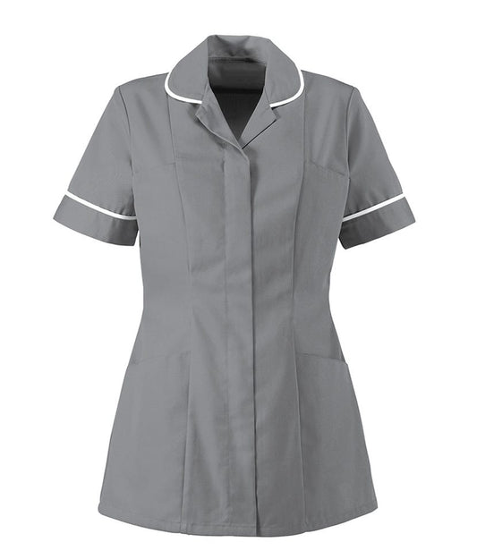 Traditional Nurses Tunic with Contemporary Cut - Hospital Grey & White Trim - Alexandra