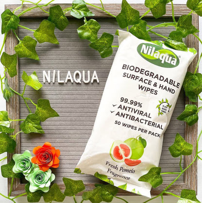 Nilaqua Universal Biodegradable Hand and Surface Wipes x 50