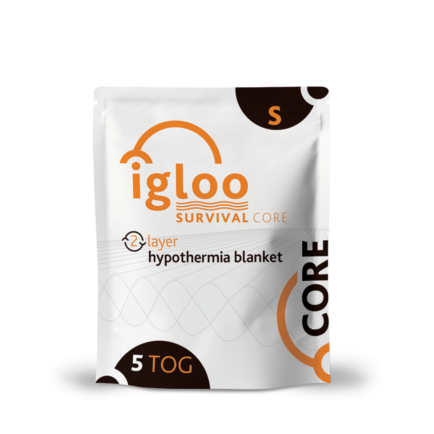 Igloo 5 Tog Emergency Thermal Blanket - 2Layer Small CORE Orange - 