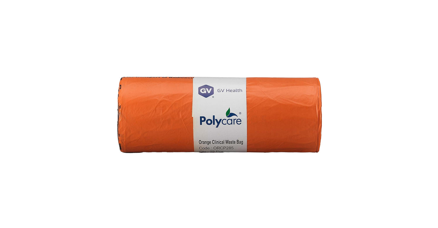 Orange Medium Duty Clinical Waste Bags - 90L Large - Roll of 25 - 