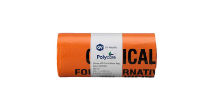 Orange Medium Duty Clinical Waste Bags - 90L Large - Roll of 50 - GV Health