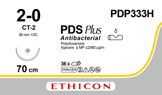 PDP333H Antibacterial Suture Violet 2-0 70cm PDS Plus 26mm 1/2 Taperpoint - Ethicon