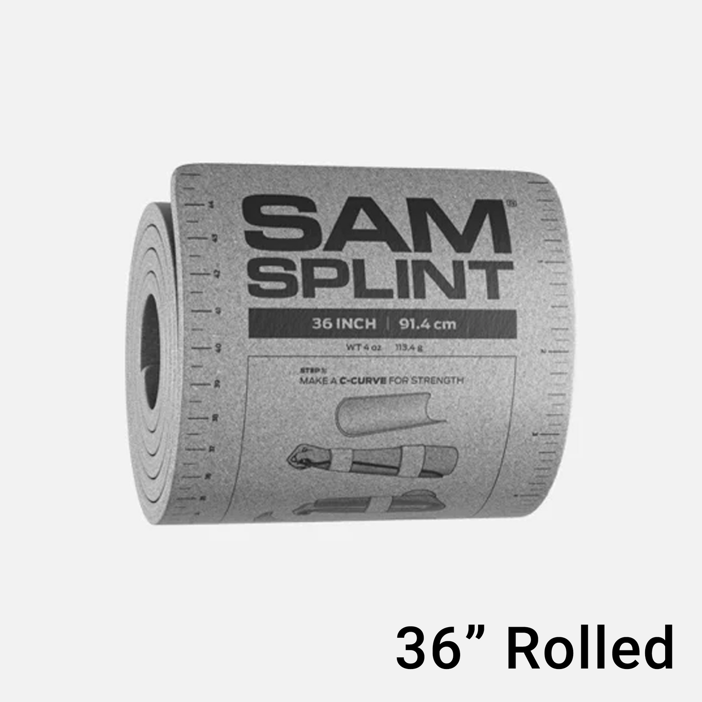 SAM® Splint 36" 91.4cm x 10.8cm Large Rolled - Charcoal - SAM Medical