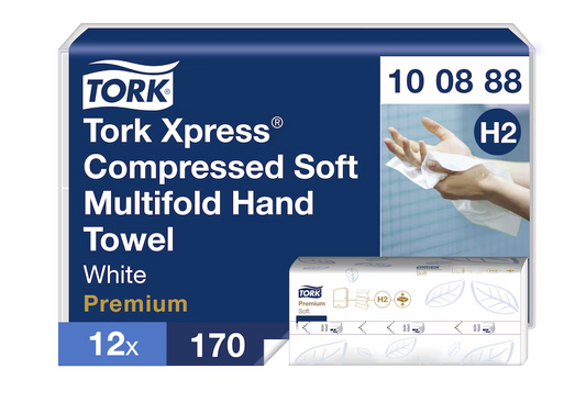 Tork Xpress Premium Compressed soft Multifold Hand Towel White H2 (12 x 170) - Tork