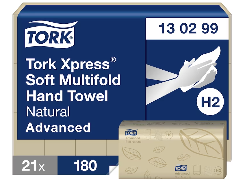 Tork Xpress Soft Natural Multifold Hand towel, Advanced Natural H2 21 x 180 - Tork