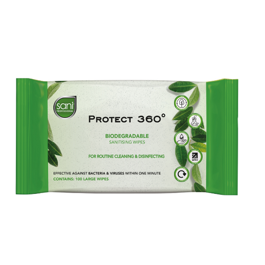 Protect 360° Biodegradable Sanitising Wipes - Pack of 100 Wipes - PDI