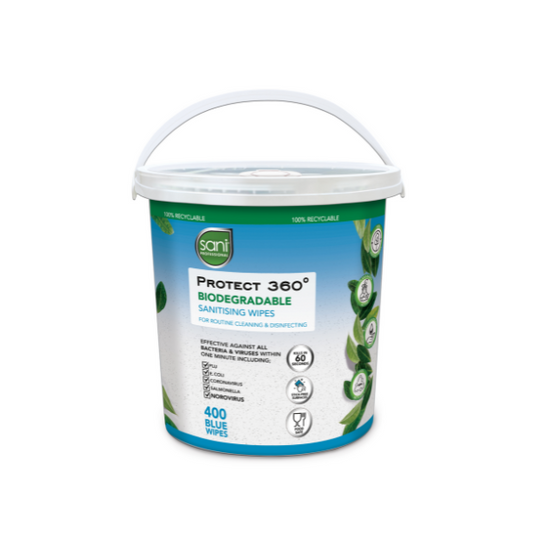 Protect 360° Biodegradable Sanitising Wipes - Bucket of 400 Wipes - PDI