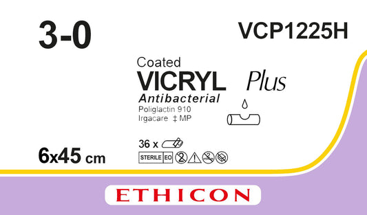 Coated Vicryl Plus Violet, 6 x 45cm, M2 - Pack of 36 - Ethicon