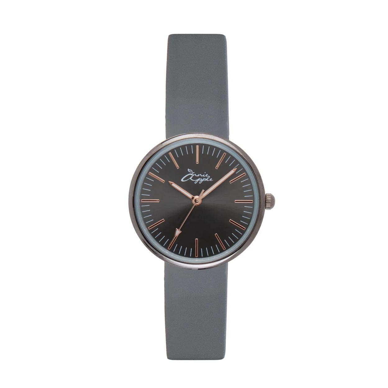 Annie Apple Nurses Fob Watch - Venus - Gunmetal Mesh - Grey Leather - 35mm - Annie Apple