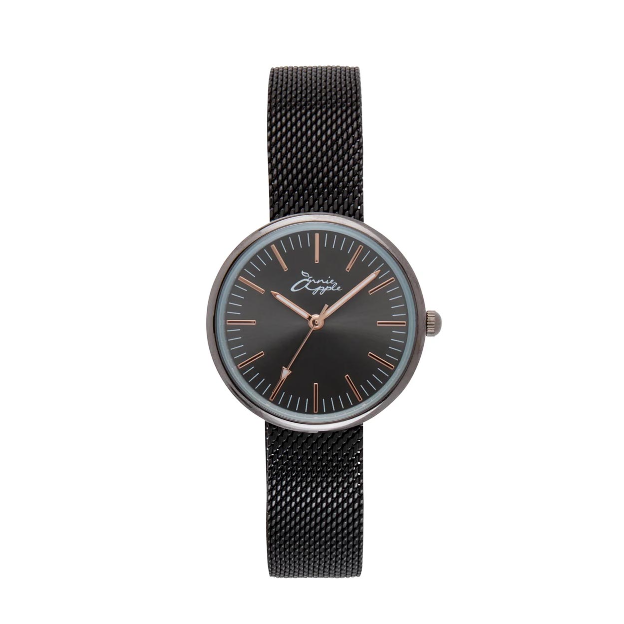 Annie Apple Nurses Fob Watch - Venus - Gunmetal Mesh - Grey Leather - 35mm - Annie Apple