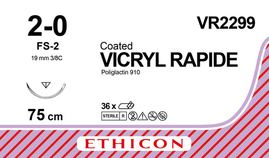 VICRYL RAPIDE (Polyglactin 910) Suture - Braided - 19mm - 3/8C - Box of 36