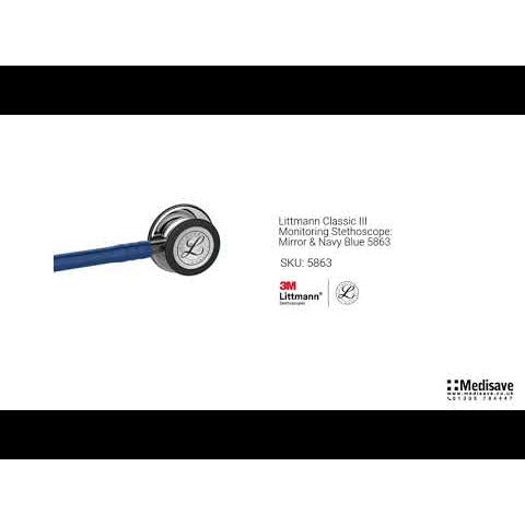 Littmann Classic III Monitoring Stethoscope: Mirror & Navy Blue 5863 - Freshers Voucher - Littmann Stethoscopes