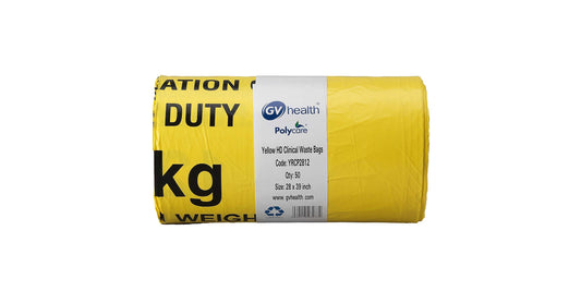 Yellow Medium Duty Clinical Waste Bags - Large 90L - Roll of 50 - GV Health