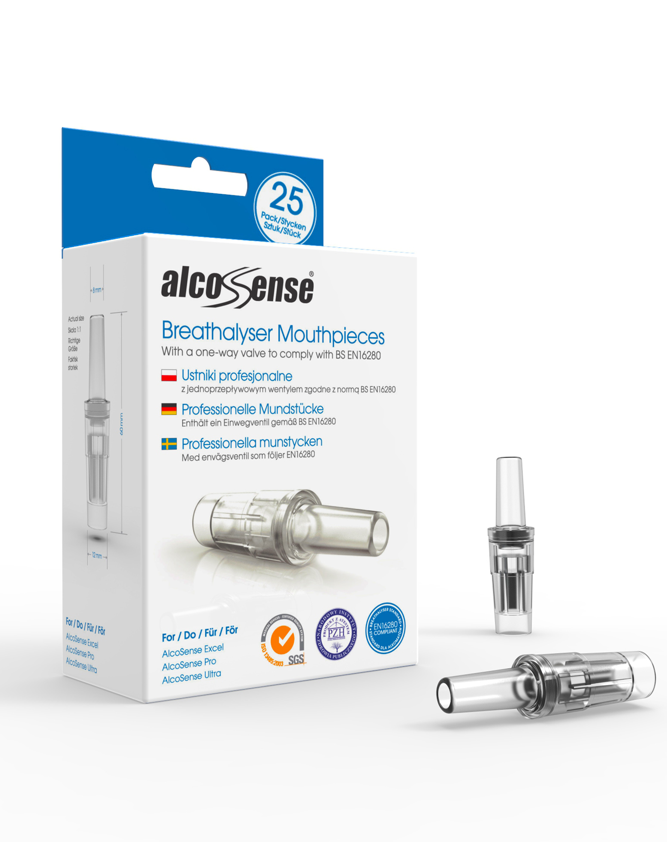 AlcoSense Excel/Pro/Ultra Mouthpieces (Pack of 25) - Alcosense