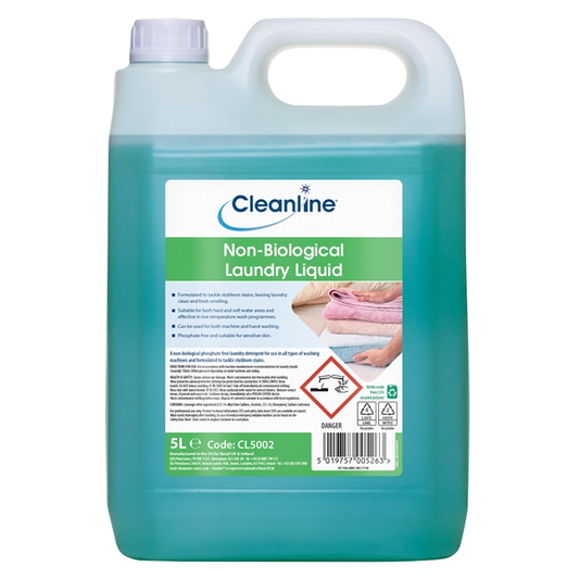 Cleanline Non Biological Laundry Liquid - 5 ltr - Bunzl Catering Supplies